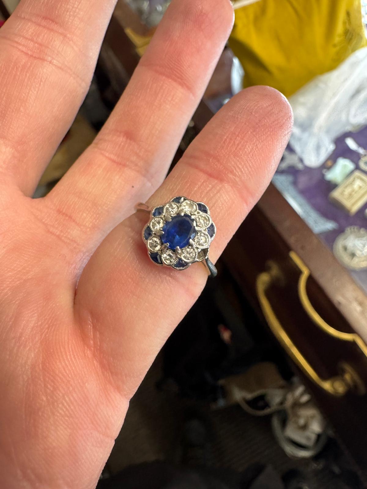 Sapphire and Diamond 18k White Gold Ring