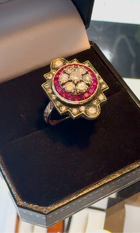 Rose gold Rubies and Diamonds. Ring 8ct