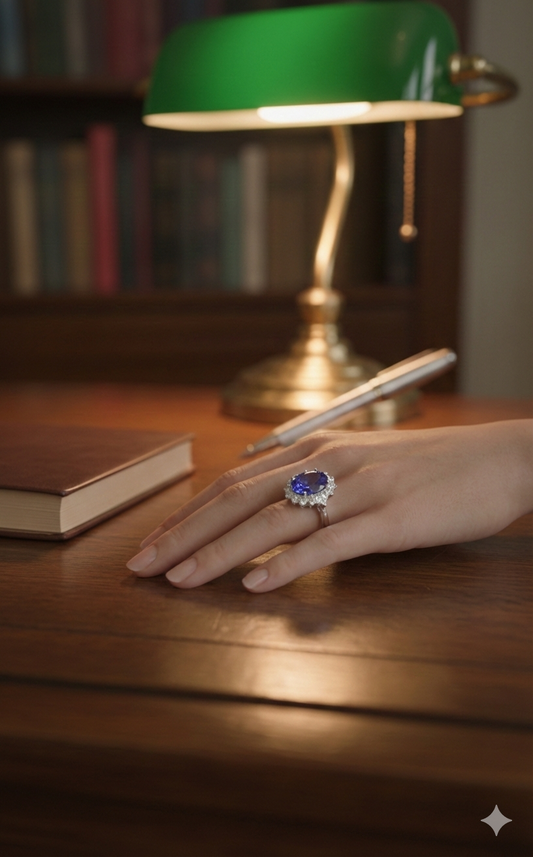 Tanzanite and Diamond 18k White Gold Ring