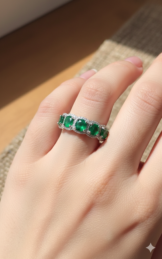 Emerald 5 Stone Ring