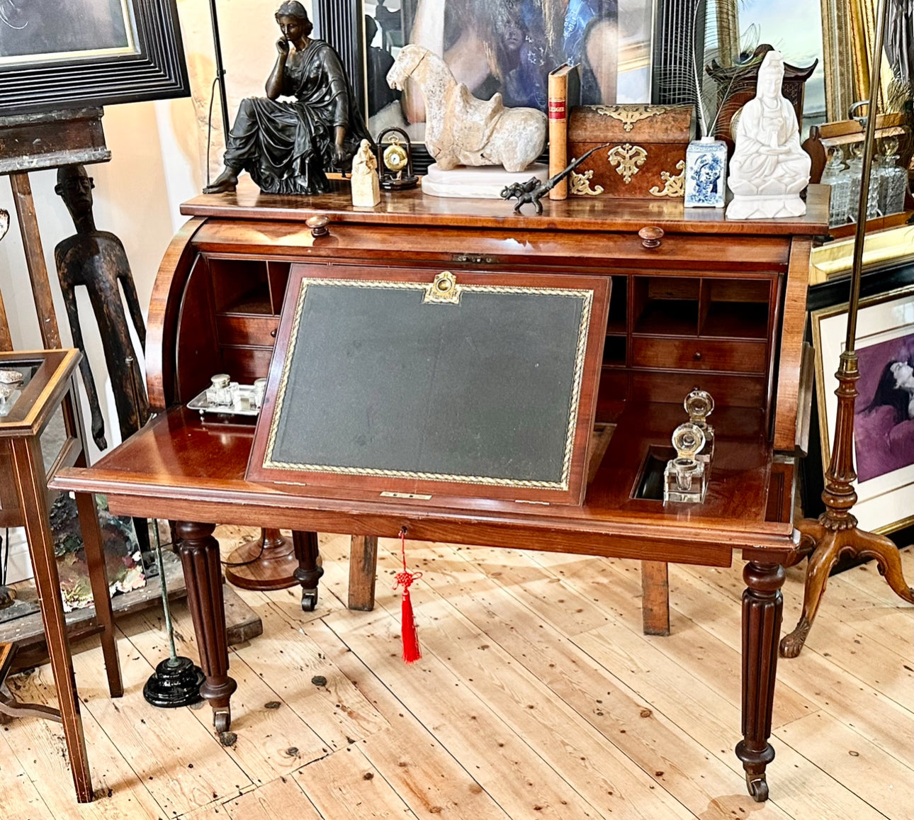 Mahogany 19th Century Roll Top Bureau Desk