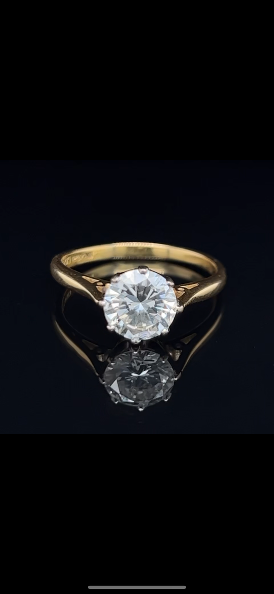 Diamond Solitaire 2.0 Carat, 18ct Yellow Gold