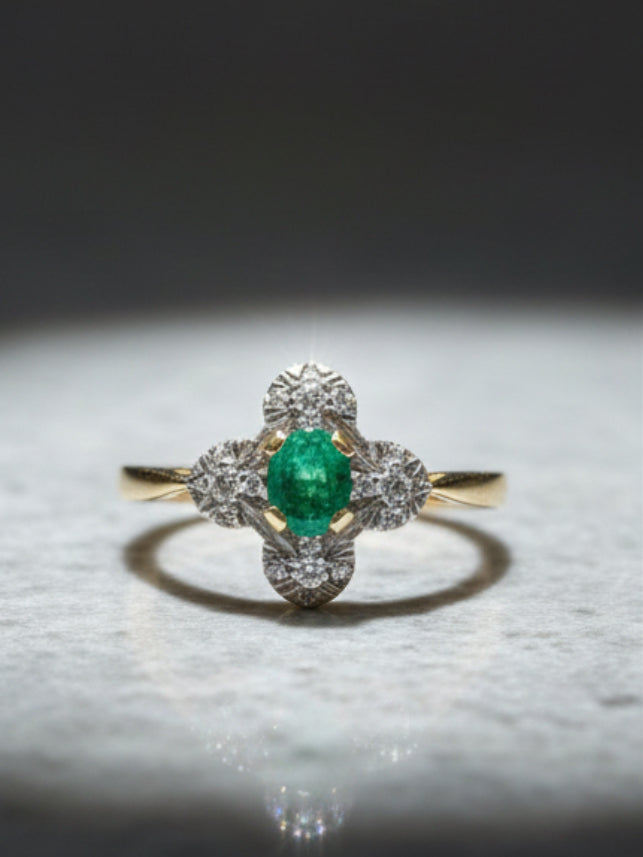 Edwardian Clover or Shamrock 9ct Yellow Gold Ring