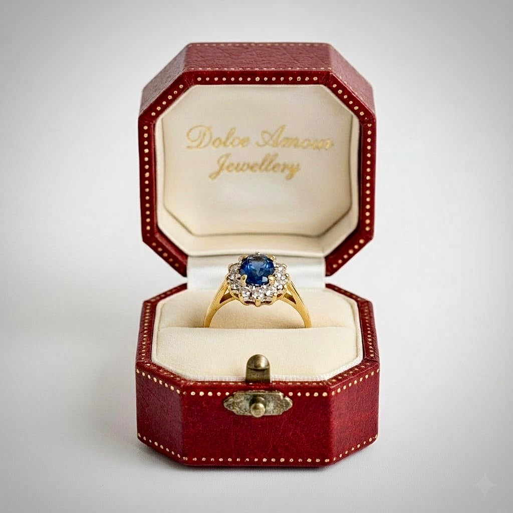 Sapphire and Diamond 18k Yellow Gold Ring