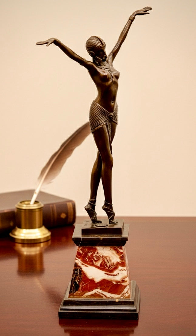 Art Deco Bronze and Marble Sculpture