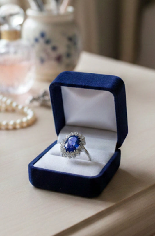 Tanzanite and Diamond 18k White Gold Ring