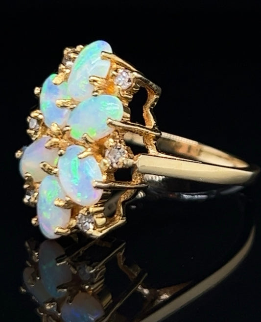 Opal and Diamond 18k Yellow Gold Ring