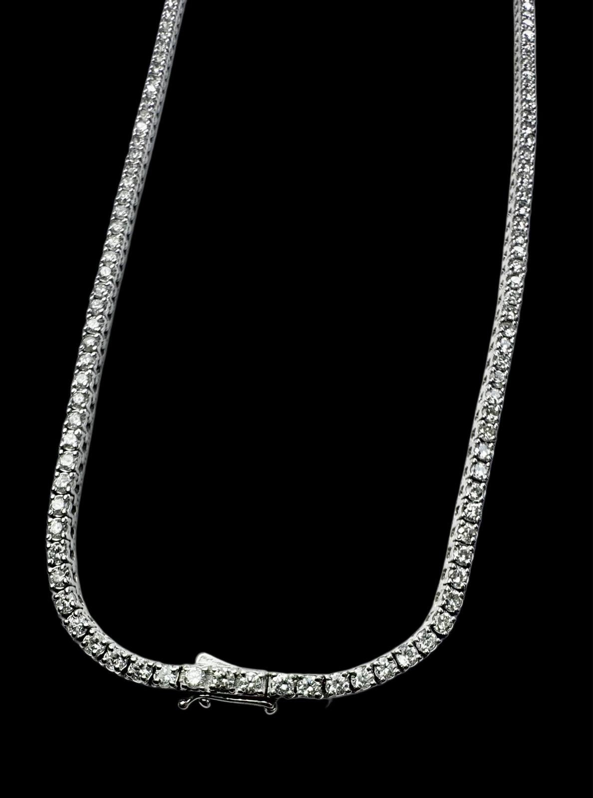 Ladies Diamond Rivière Necklace 18ct White Gold
