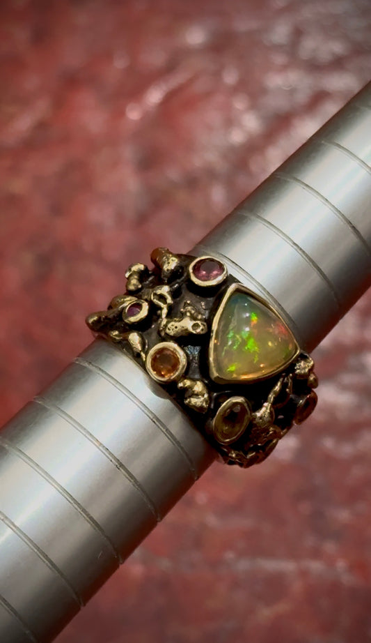 Opal Ruby and Citrine Silver Ring
