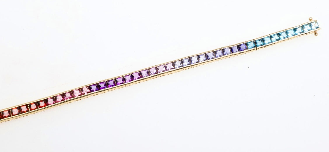 Sapphire Rainbow Bracelet 14CT Gold Rose