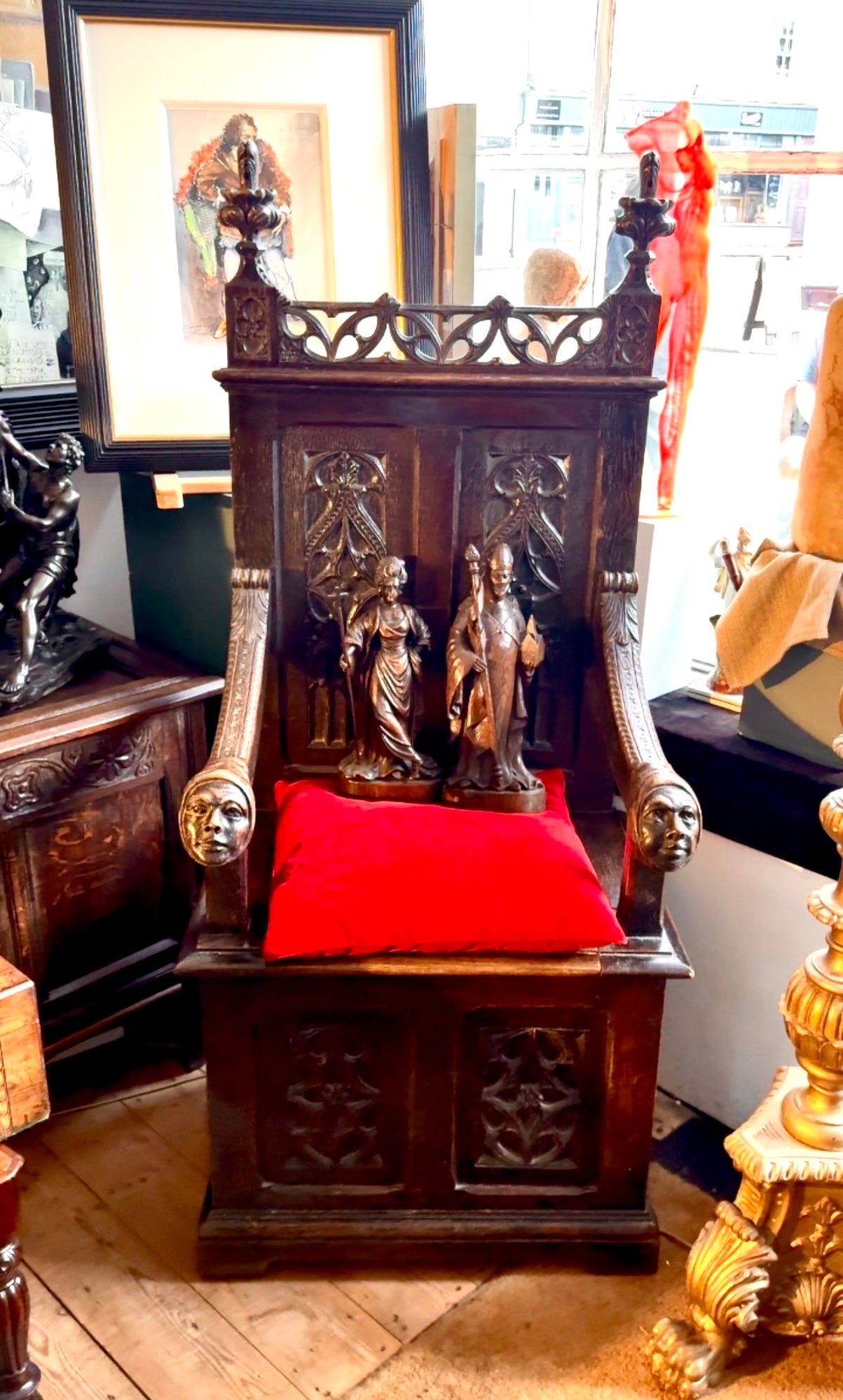 Gothic Revival Oak Throne Chair