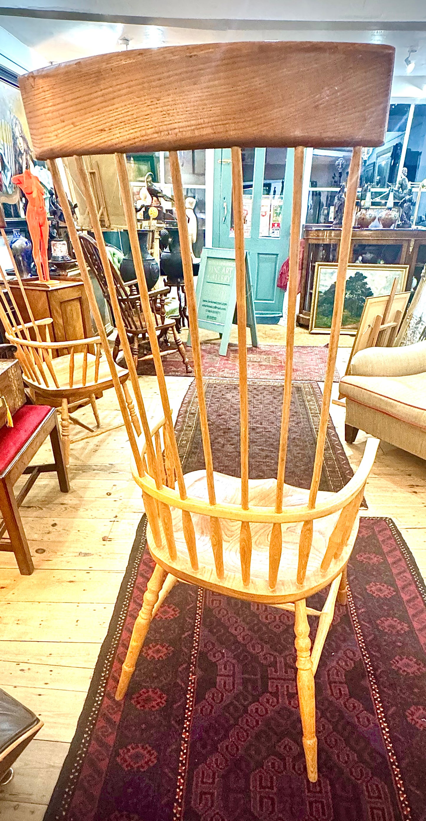 Spindle chairs x 10 and Long Table