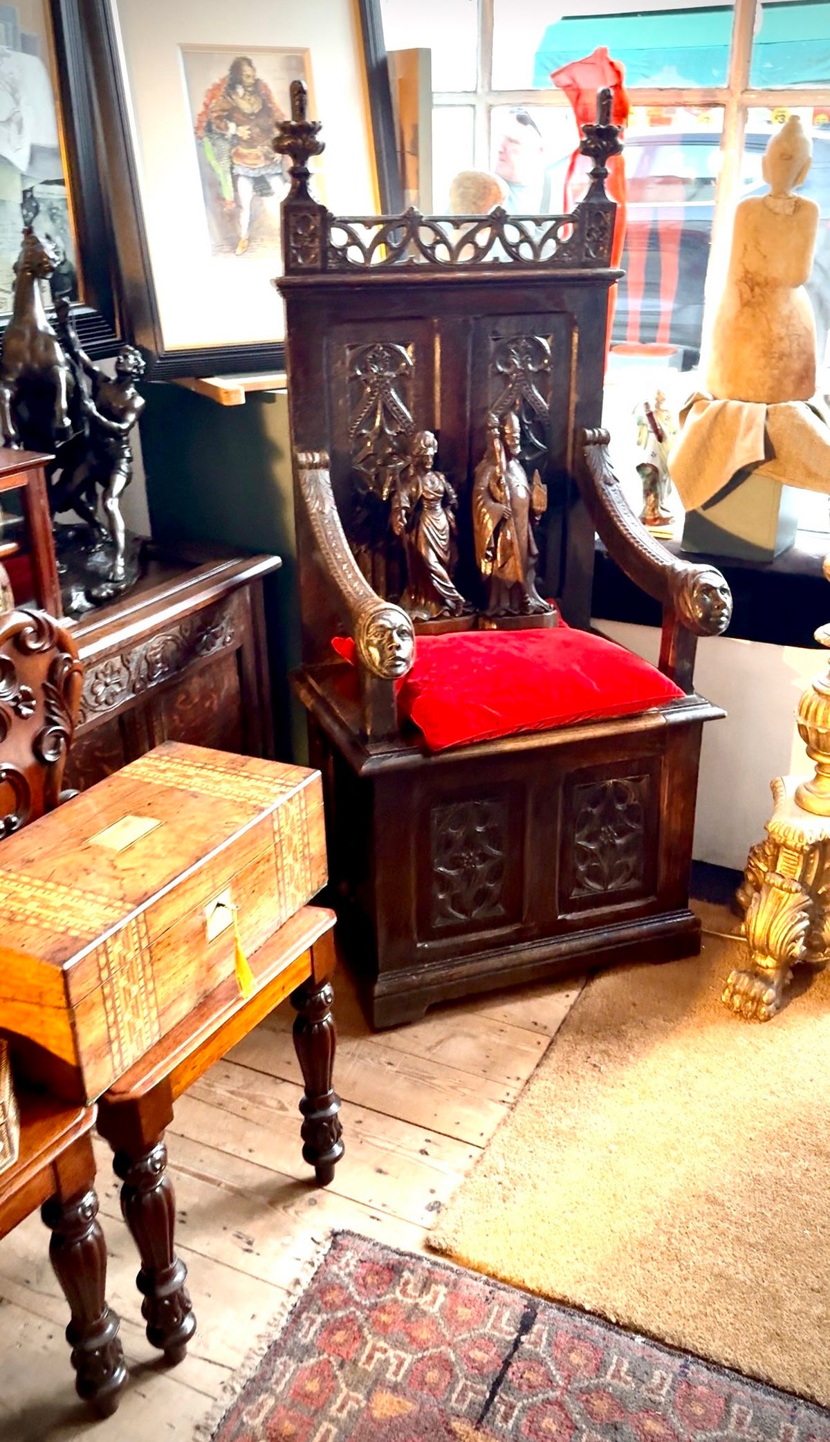 Gothic Revival Oak Throne Chair