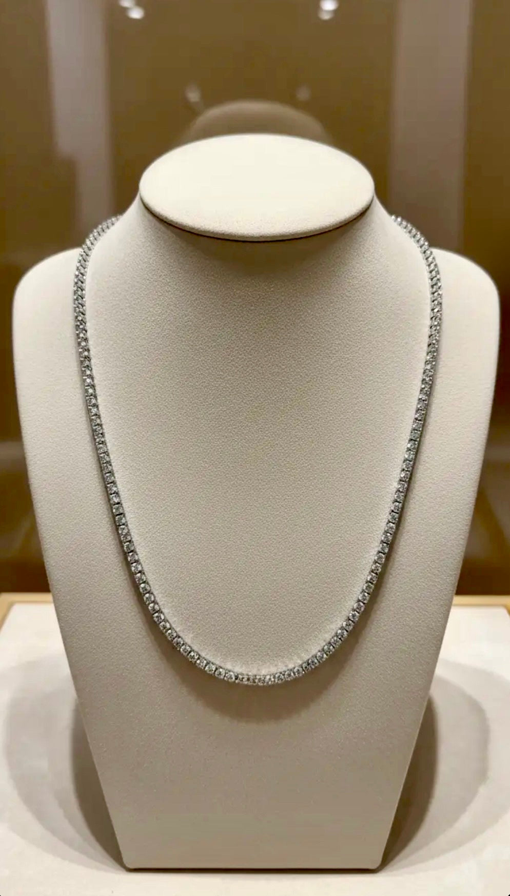 Diamond Necklace 28 Carats White Gold 18k 20” Long