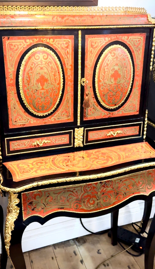 French Ebonised Boulle Bonheur -Du-Jours.