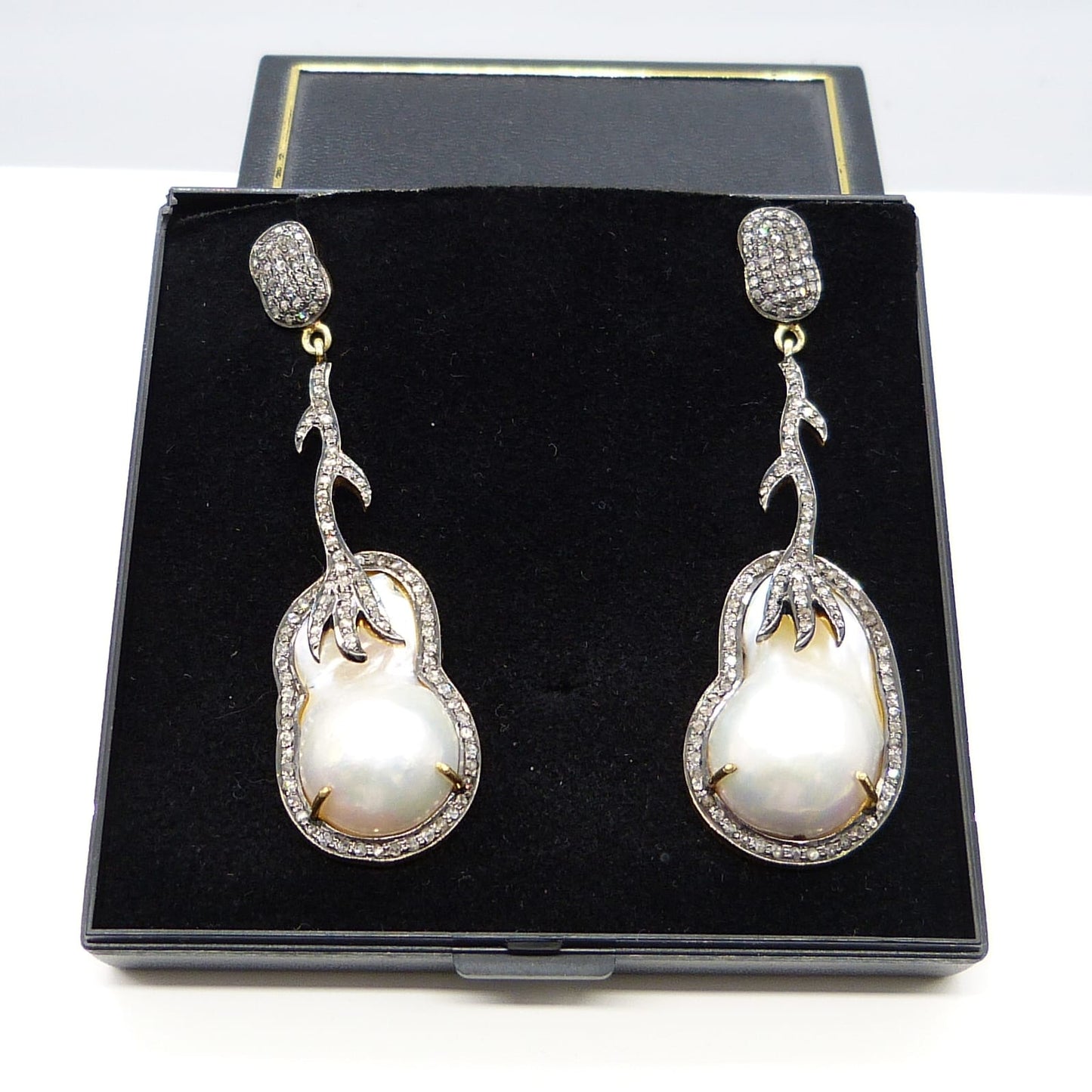 Large Baroque Pearls and Diamonds 2.15ct