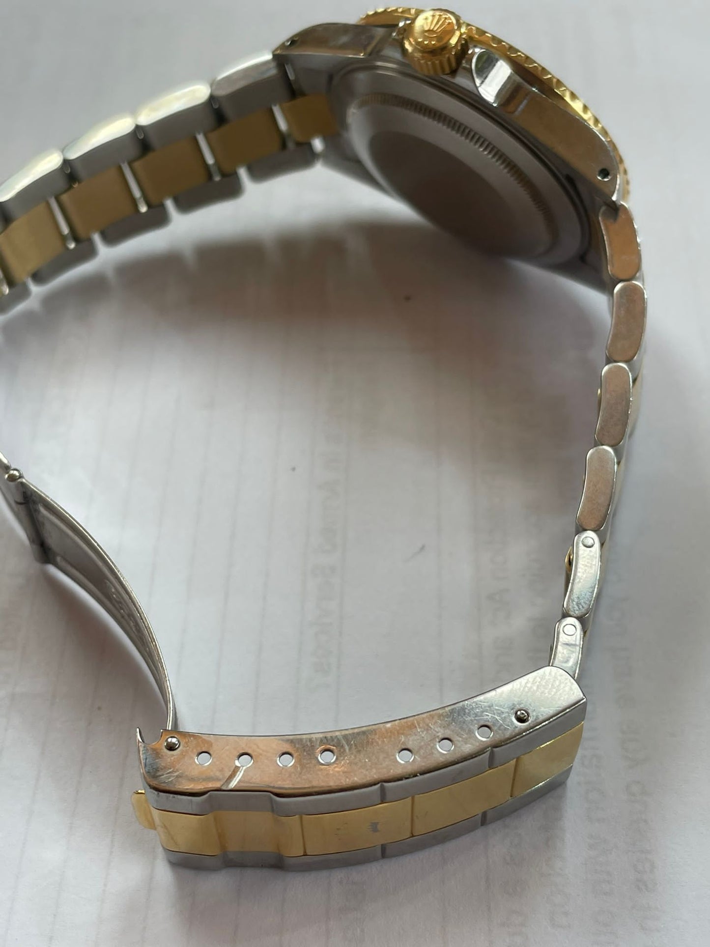 Submariner Blusey Mens Rolex Submariner Date 18k Yellow Gold Steel Watch Blue Dial Bezel 16613