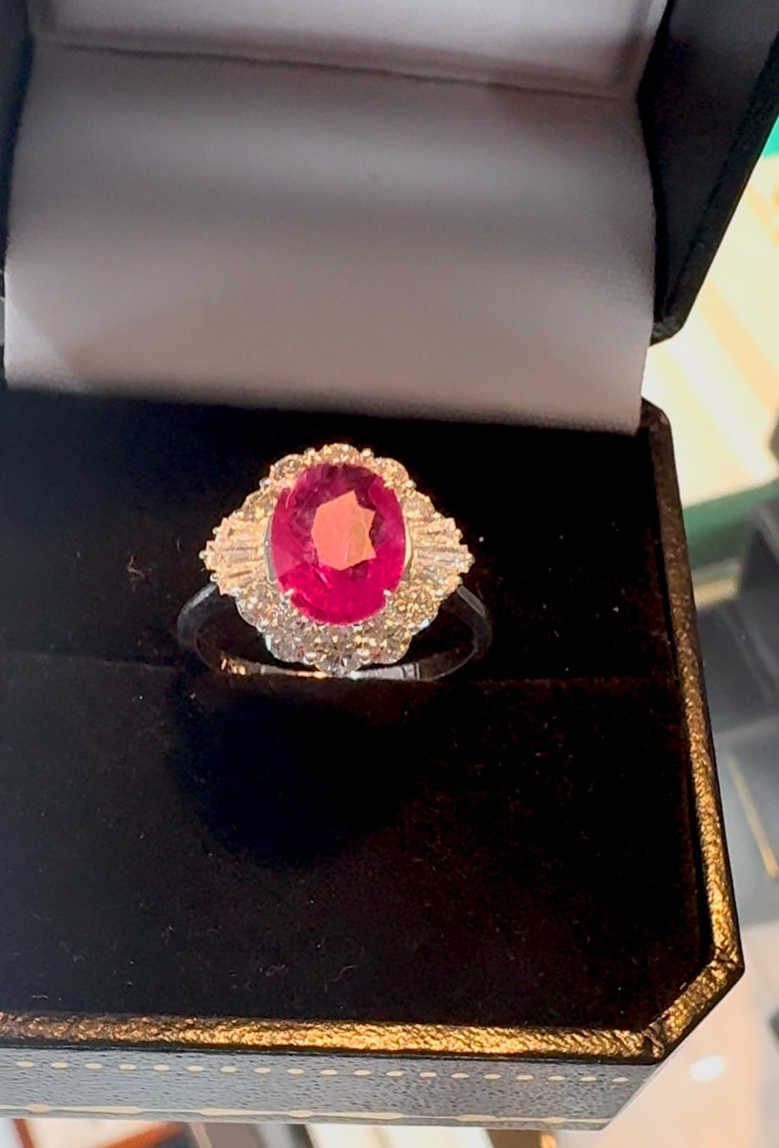 Ruby and Diamond Oval    Ruby 1.94ct. Diamonds 0.88ct Certificate and Provenance