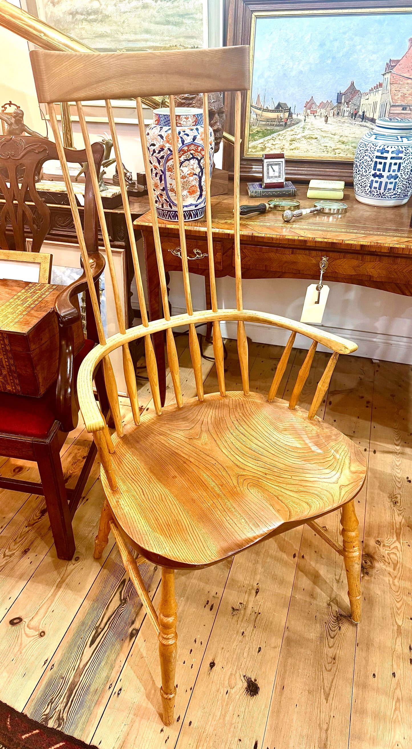 Spindle chairs x 10 and Long Table