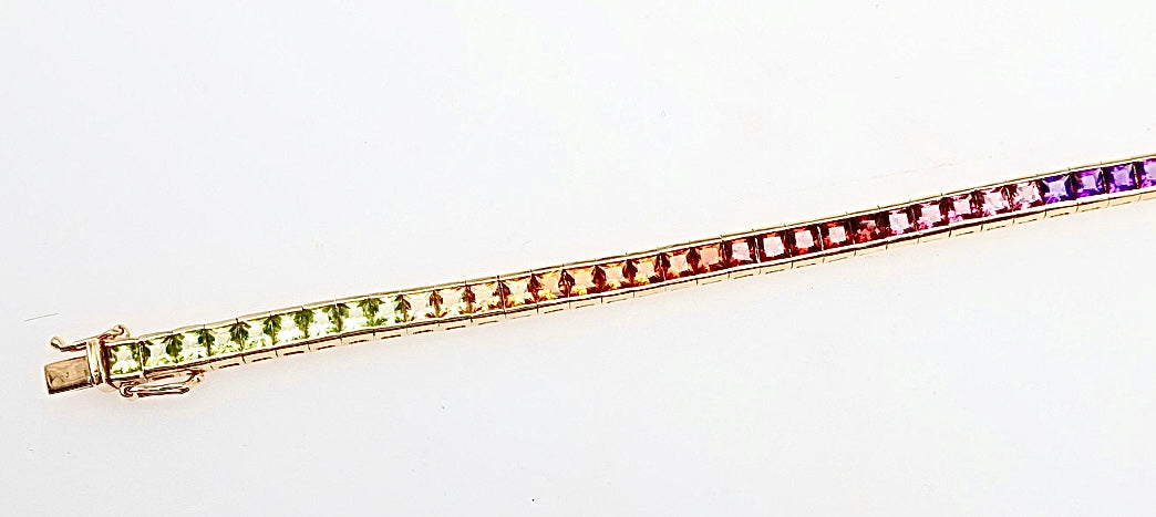 Sapphire Rainbow Bracelet 14CT Gold Rose