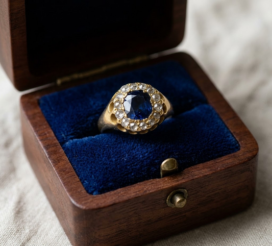 A Sapphire and Diamond Rose Gold Ring 18ct