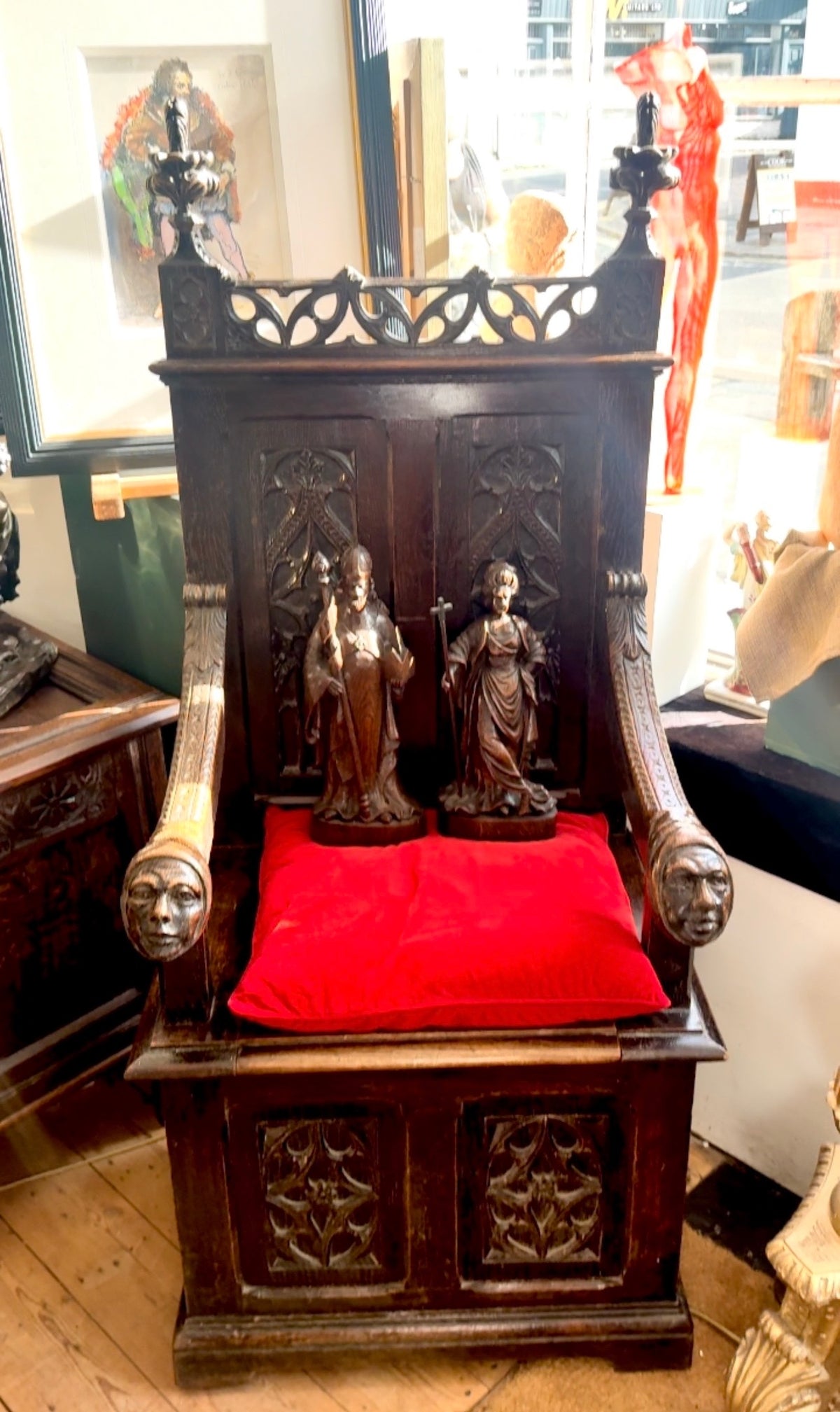 Gothic Revival Oak Throne Chair