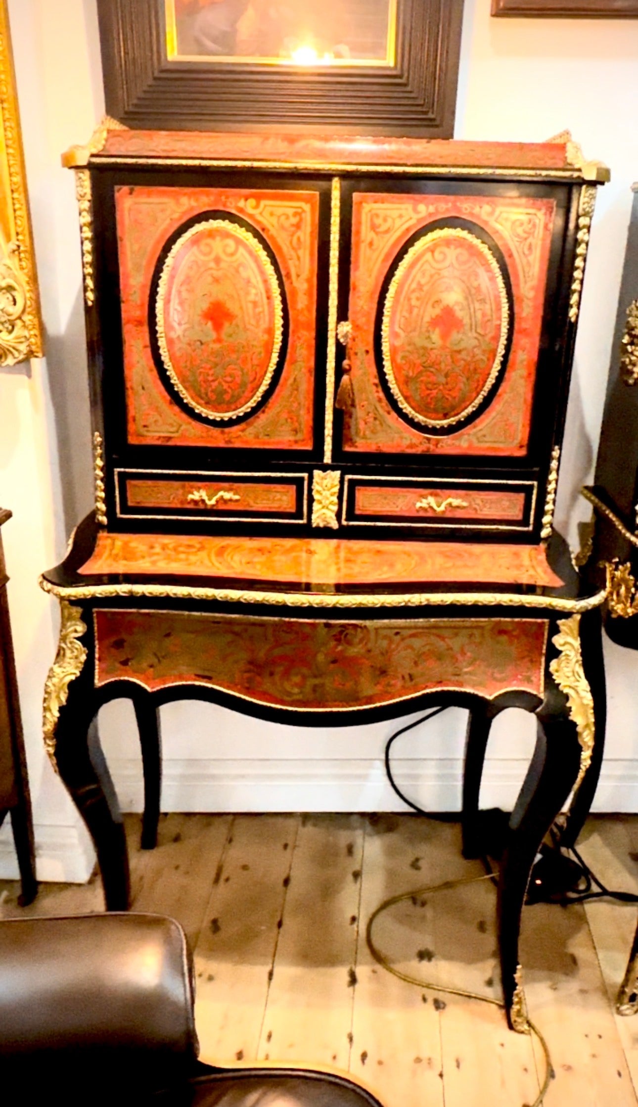 French Ebonised Boulle Bonheur -Du-Jours.