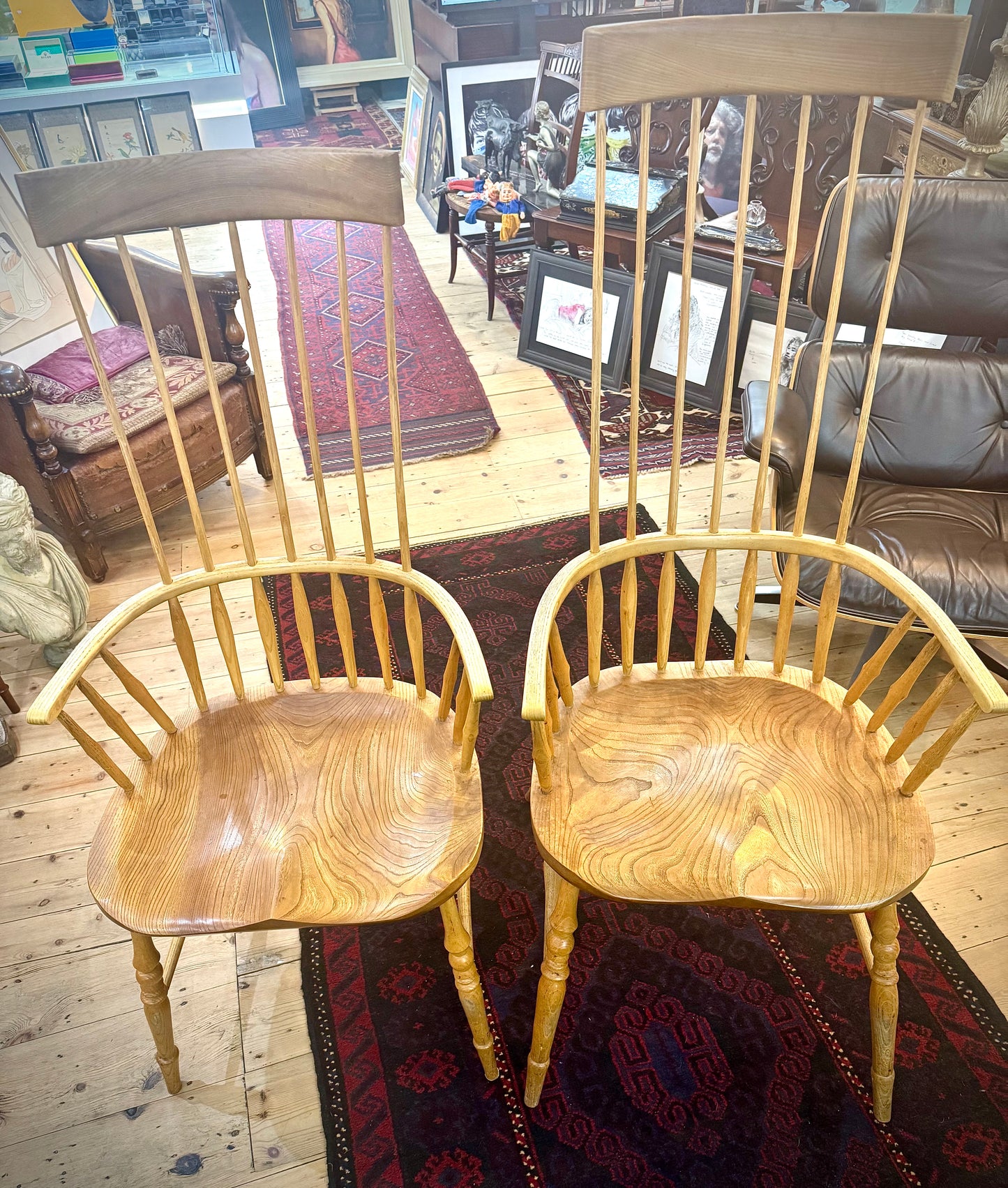 Spindle chairs x 10 and Long Table