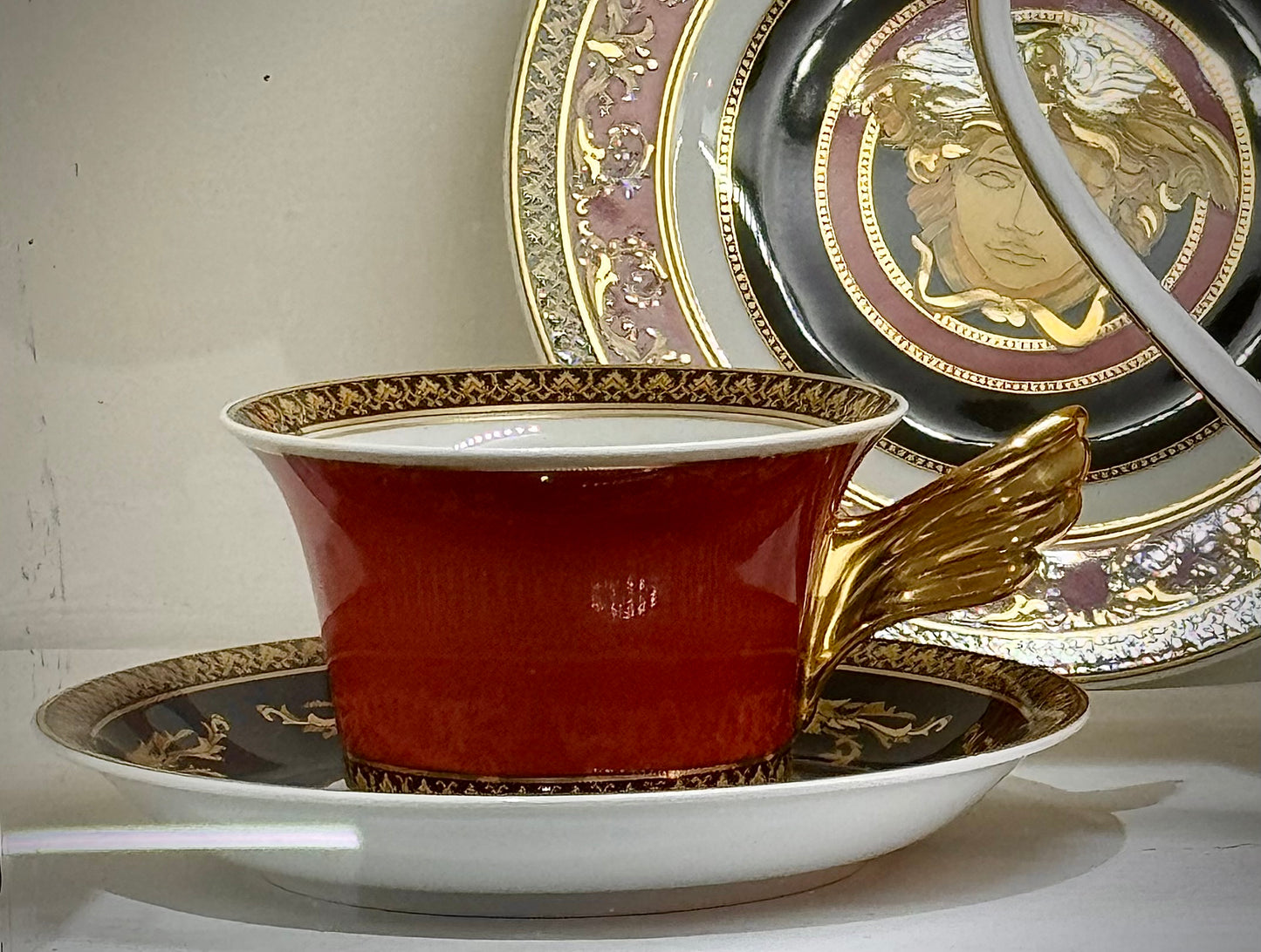 Versace Medusa Teapot Gold Leaf Porcelain Set