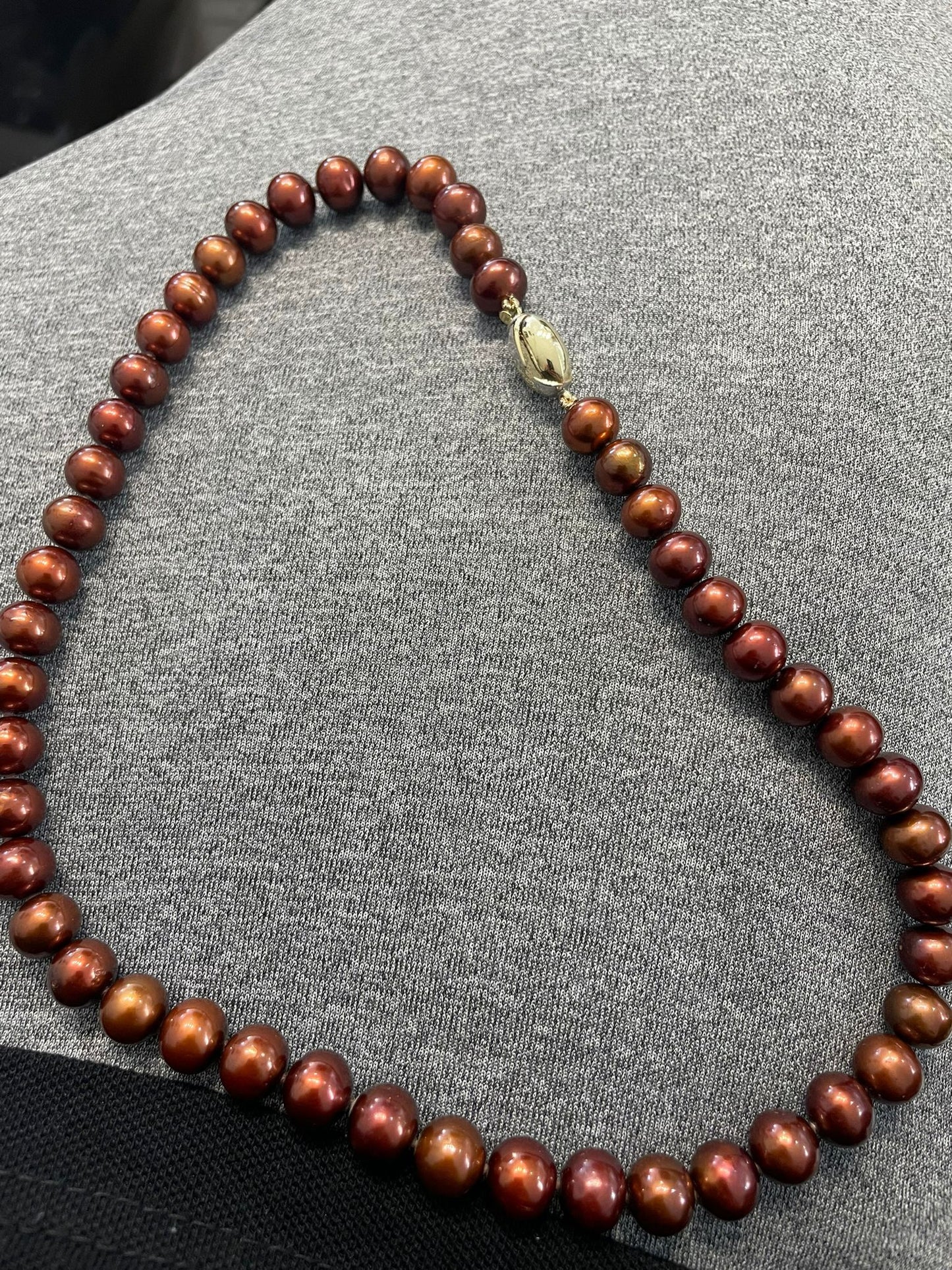 String Of Chocolate Pearls 9ct Gold Clasp