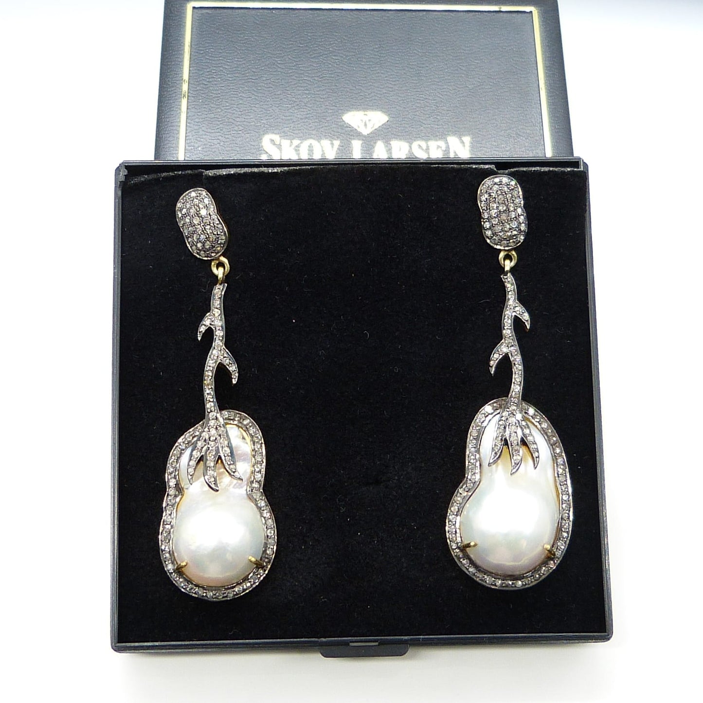 Large Baroque Pearls and Diamonds 2.15ct