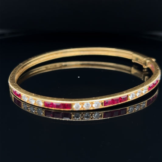 Matching set Burmese Ruby and Diamond Ring and Bracelet “Cartier‘ 18ct. Full Signature and Hallmarks