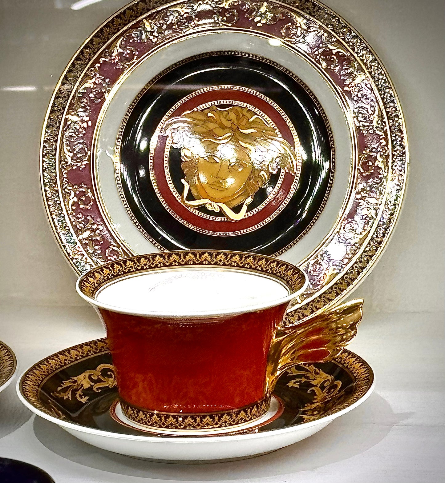 Versace Medusa Teapot Gold Leaf Porcelain Set