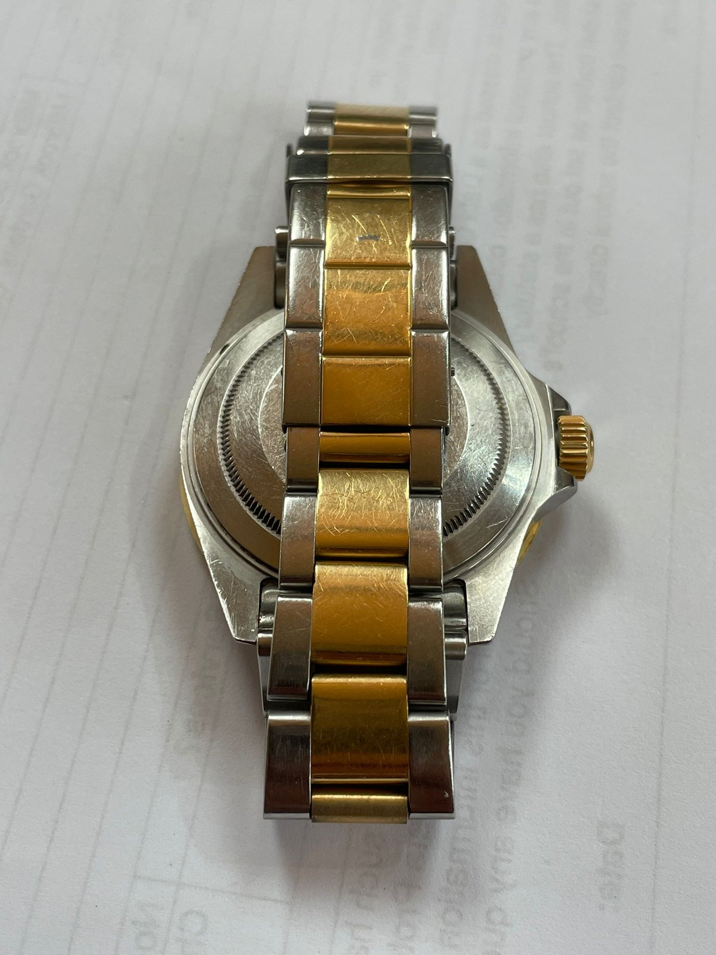 Submariner Blusey Mens Rolex Submariner Date 18k Yellow Gold Steel Watch Blue Dial Bezel 16613