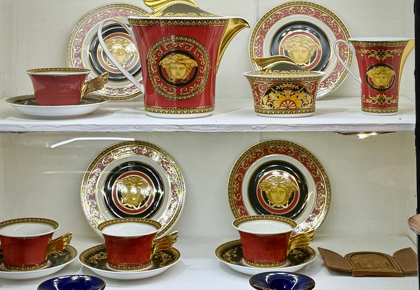 Versace Medusa Teapot Gold Leaf Porcelain Set
