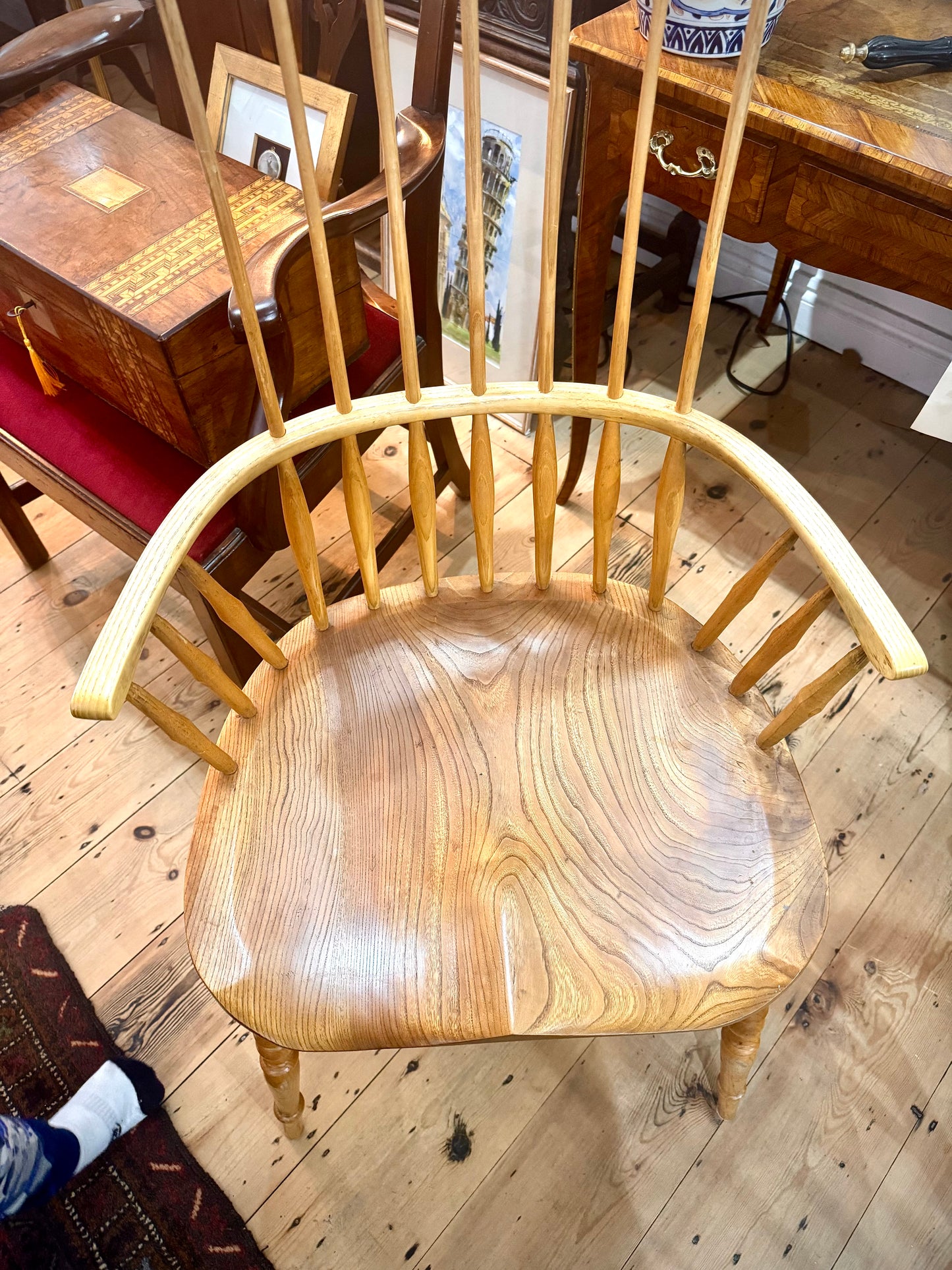 Spindle chairs x 10 and Long Table