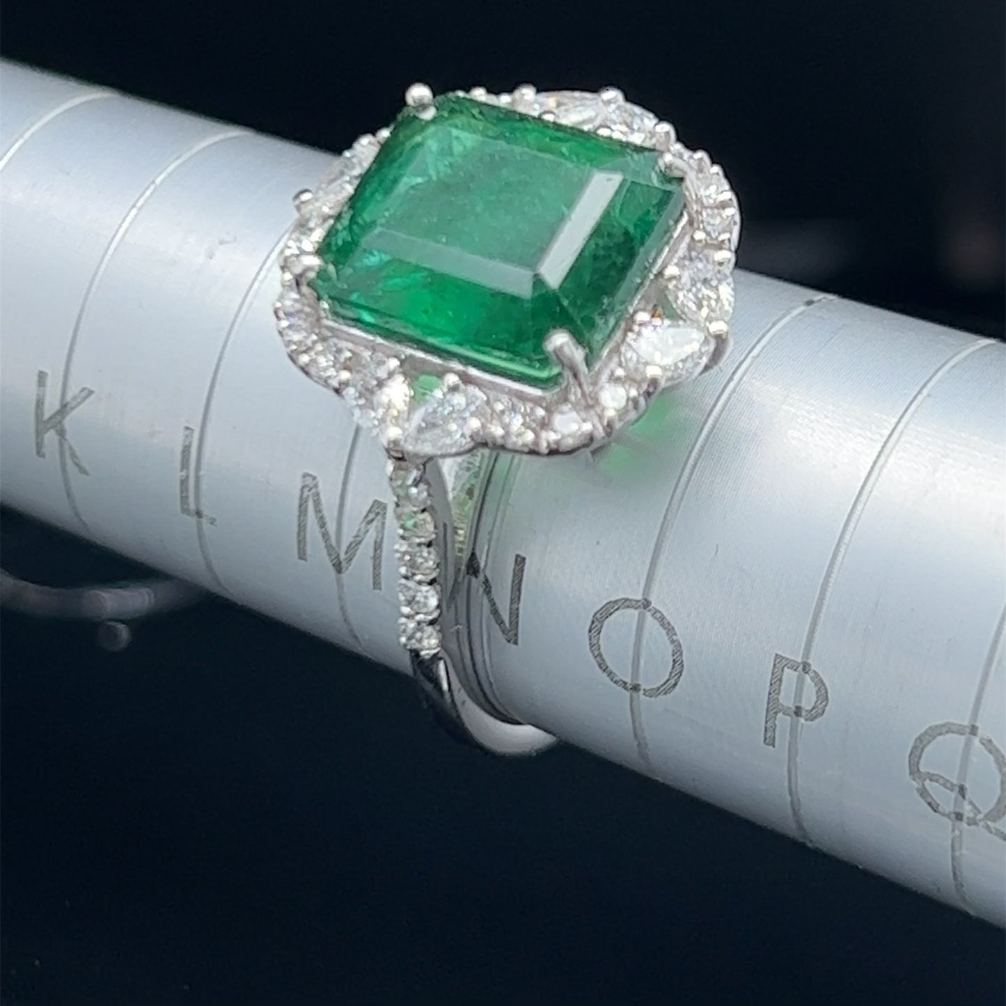 Emerald and Diamond 18k White Gold