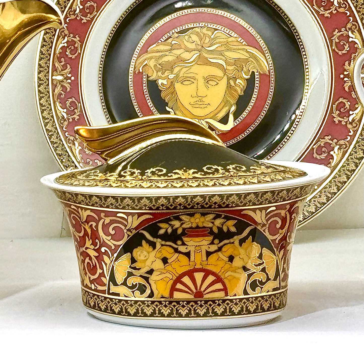 Versace Medusa Teapot Gold Leaf Porcelain Set