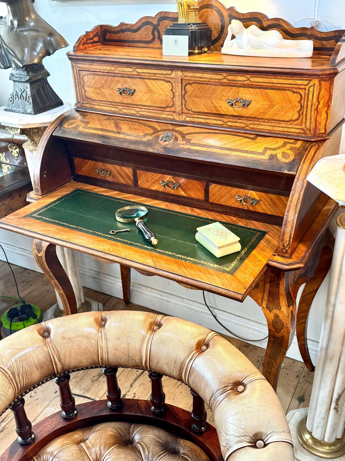 19th Century French walnut and Kingwood Bureau De Dame