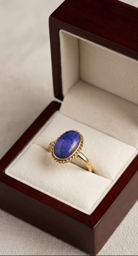 Black Opal 9ct Yellow Gold Ring