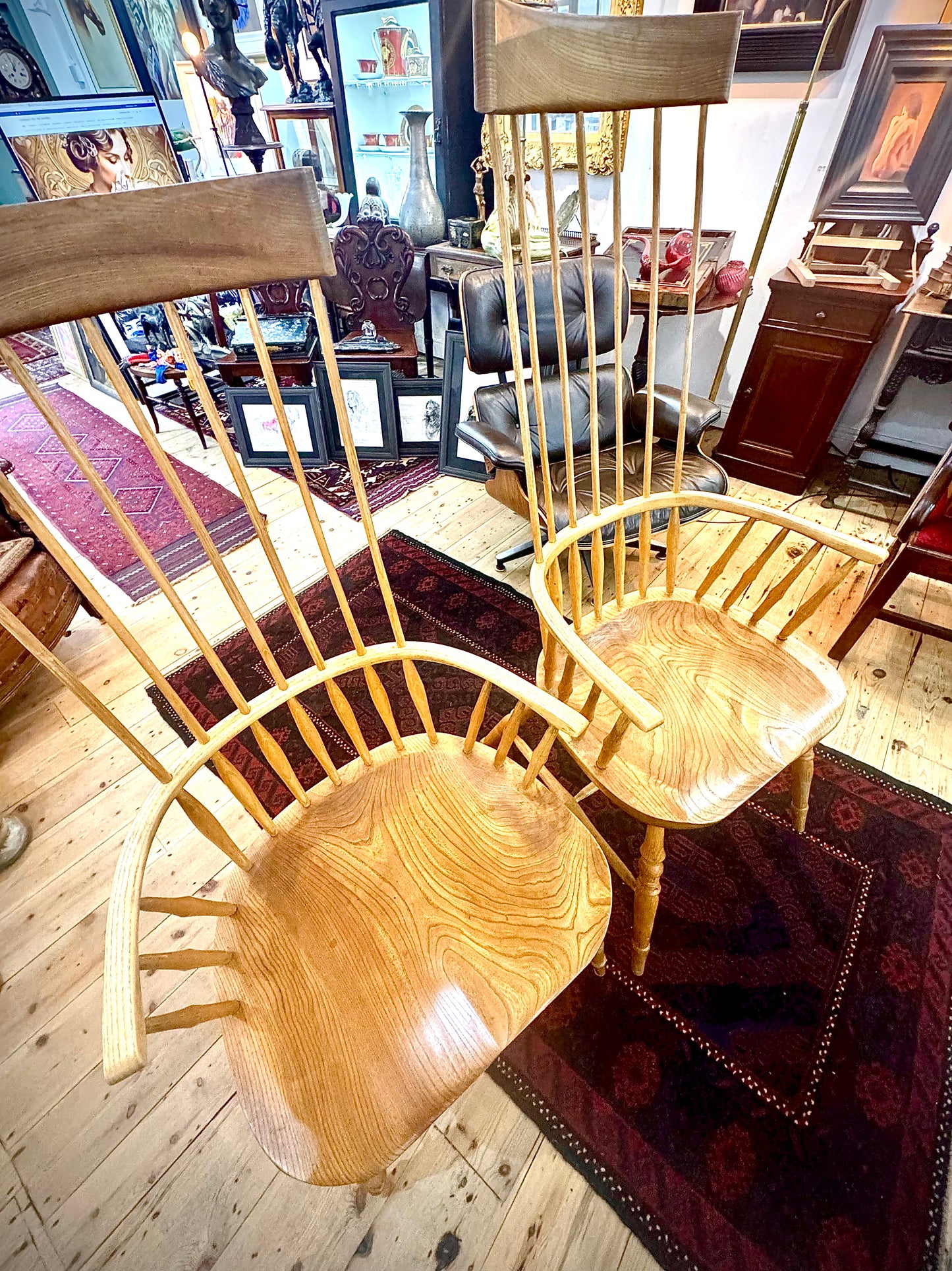 Spindle chairs x 10 and Long Table