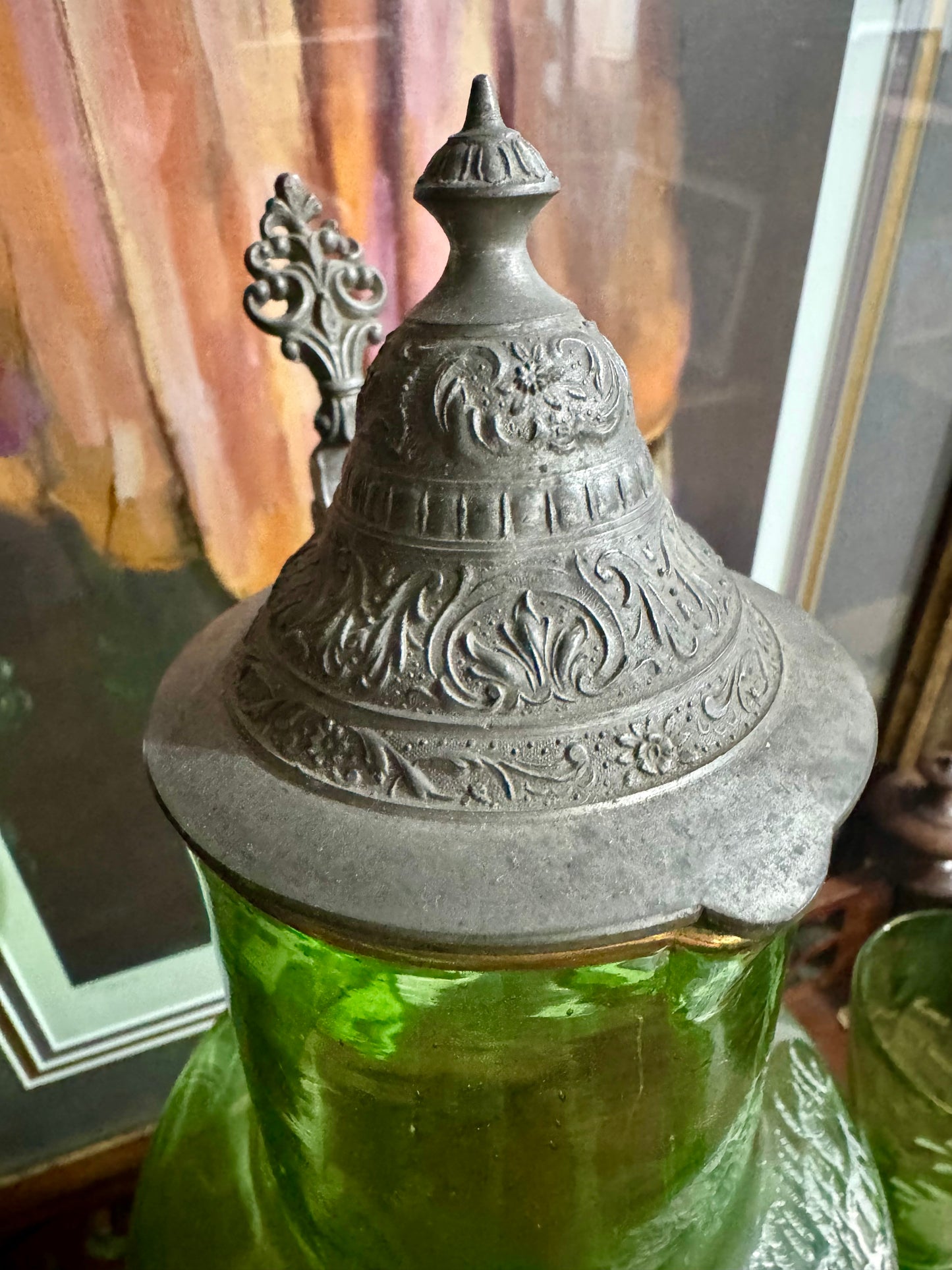 Pitcher and Six Glasses Mary Gregory 1900 Circa