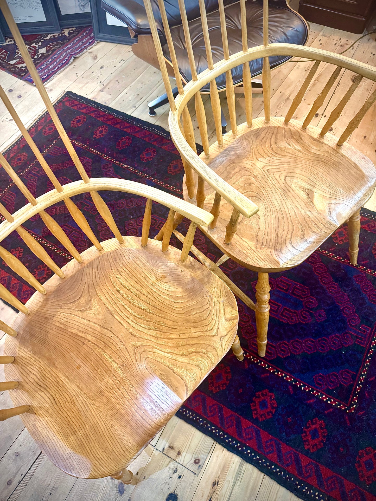 Spindle chairs x 10 and Long Table