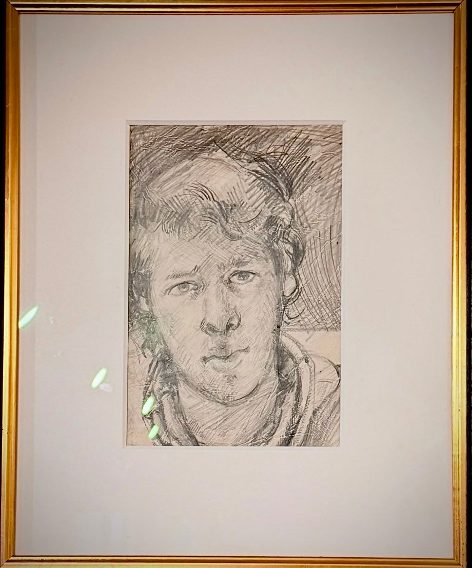 Self Portrait By Robert Lenkiewicz Framed Sketch