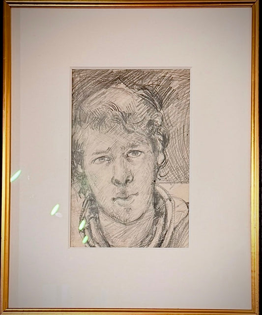 Self Portrait By Robert Lenkiewicz Framed Sketch