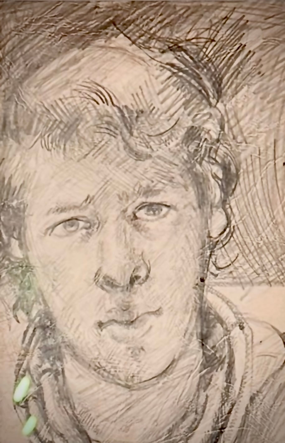 Self Portrait By Robert Lenkiewicz Framed Sketch