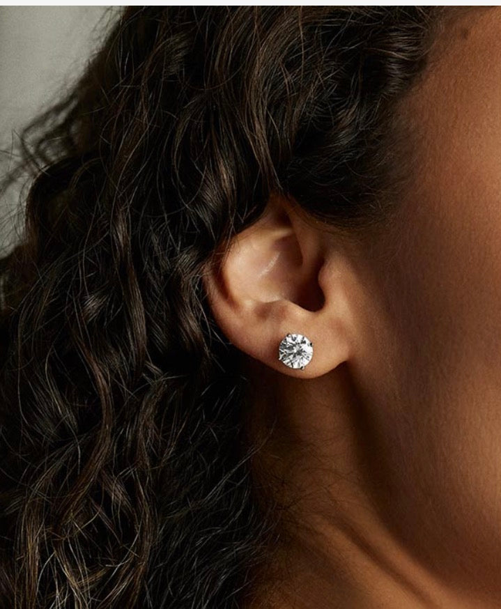 Diamond Solitaire Earrings 18ct White Gold 2ct