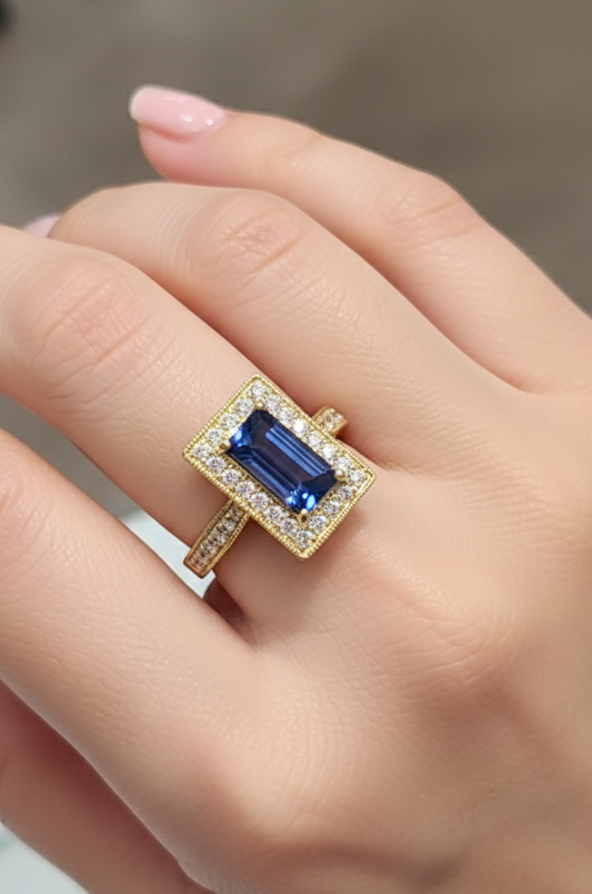 Sapphire and Diamond 9ct Yellow Gold Ring