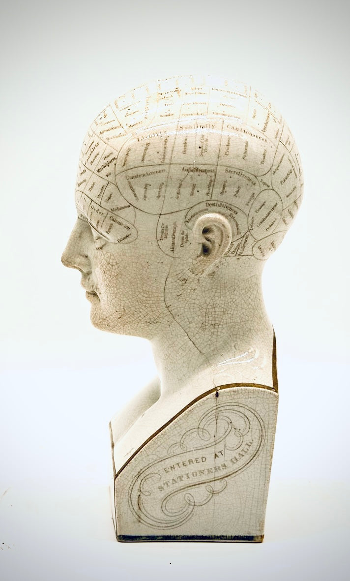 Original Antique Phrenology Head, circa 1855