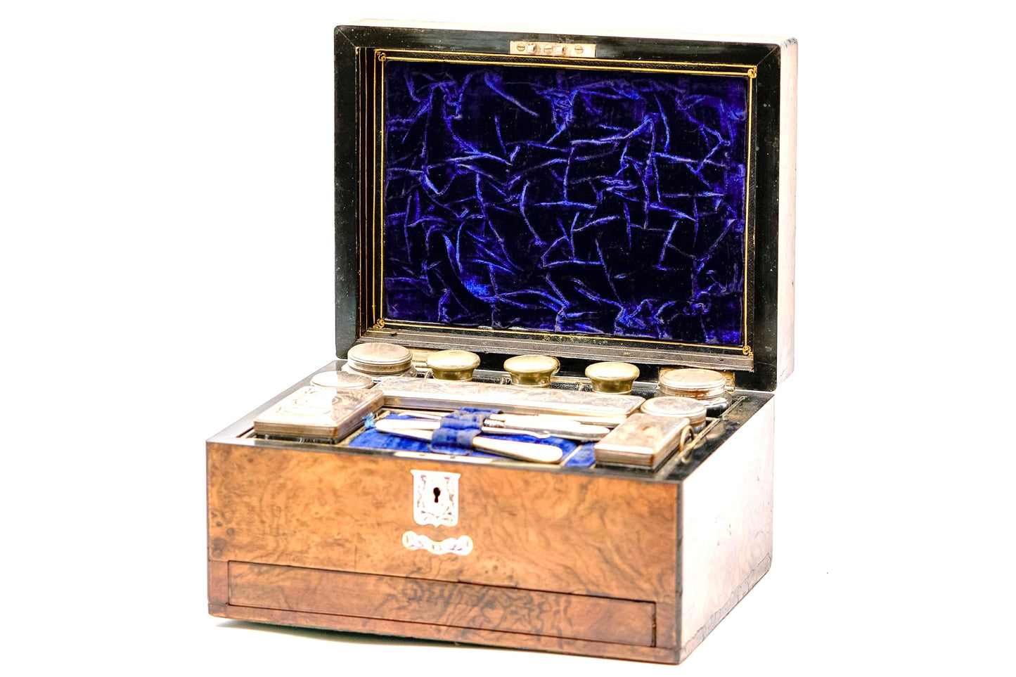 Burr Walnut Vanity Case 19th Century